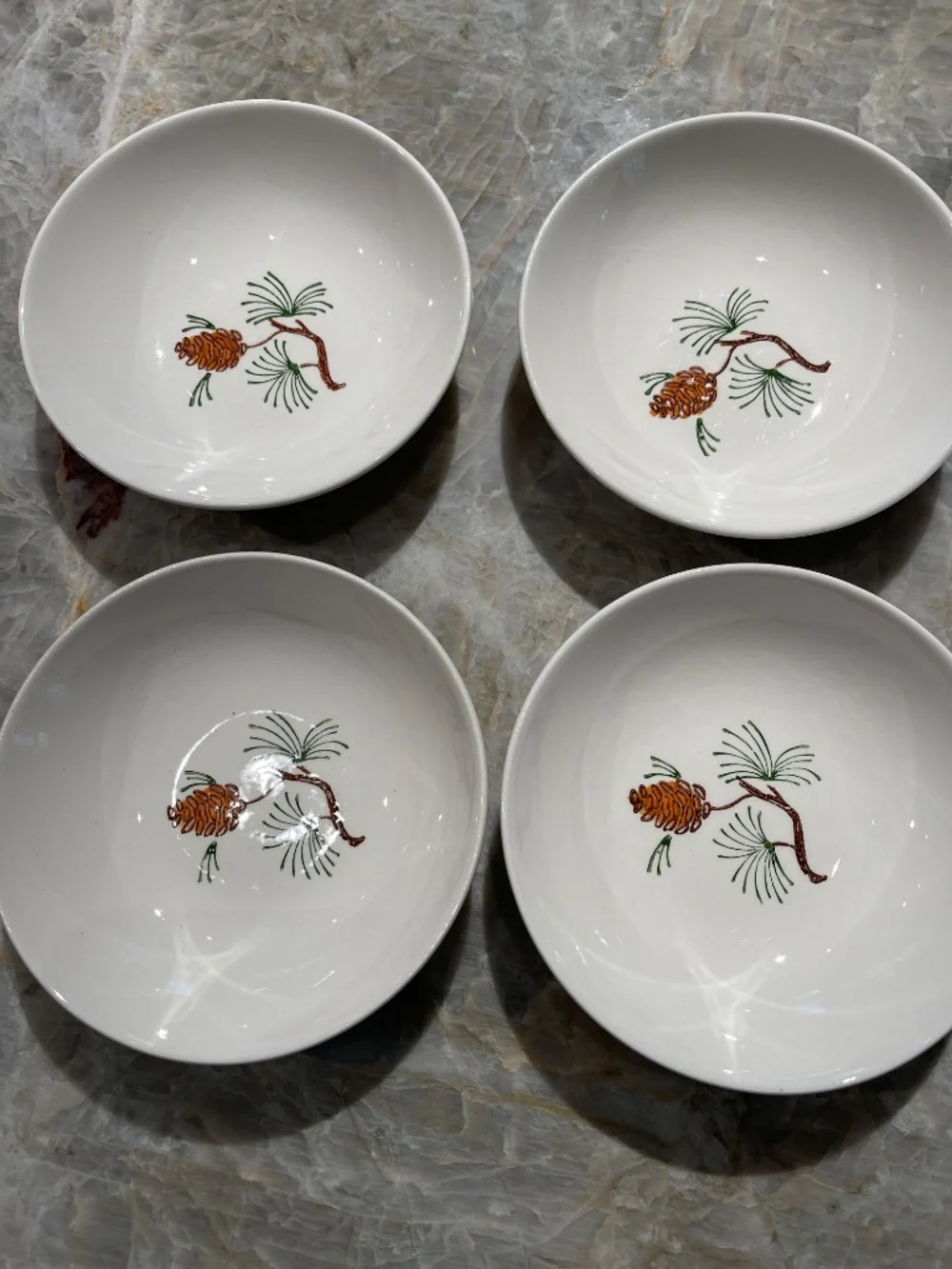 Stetson Marcrest~Vintage Misty Pine ovenproof hand painted underglaze bowls